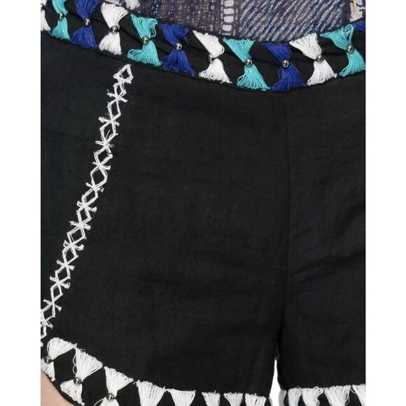 Free People F028P922 Black Petal Embellished Linen Shorts Size 2R MSRP $128 - Picture 4 of 9
